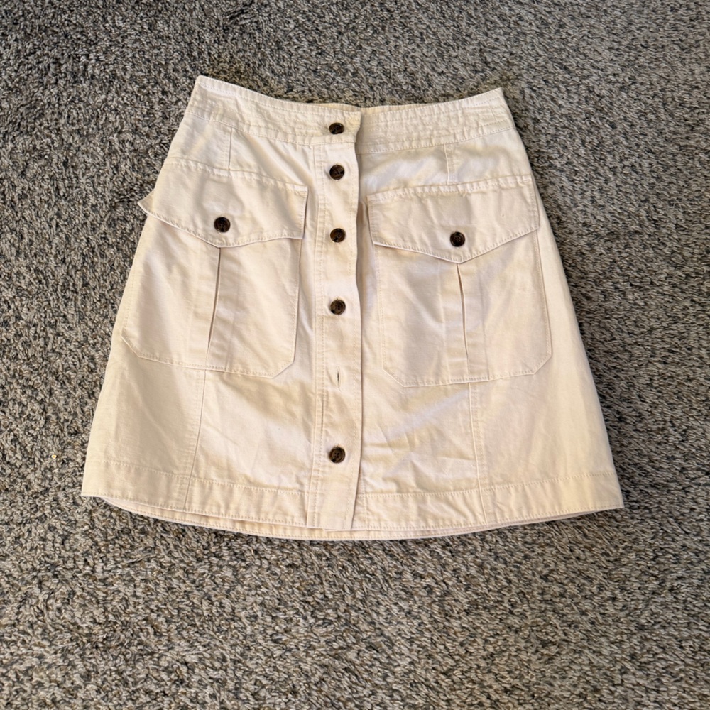 Banana Republic Beige Button-Front A-Line Skirt